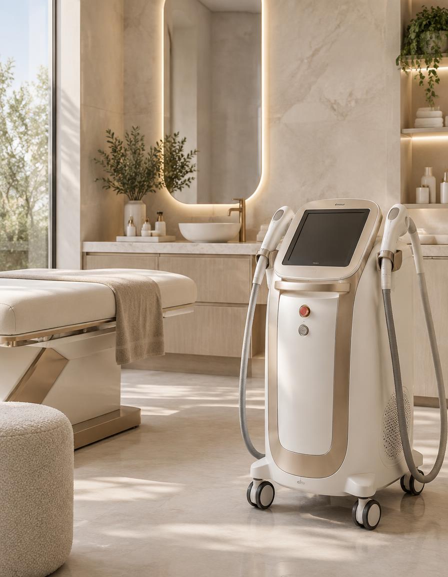 A modern aesthetic laser device in an elegant treatment room